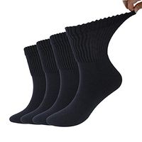 Dsource Diabetic Socks for Men Women Big and Tall Loosefit Leg Bindings Cushion Seamless Dress Socks 4 Pairs Navy XXL/XXXL