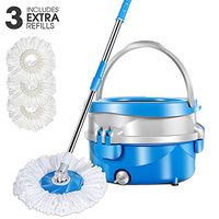 MASTERTOP Spin Mop and Detachable Bucket Set with 3Pcs Microfiber Mop Pad Magic Microfiber Floor Mop and Stainless Steel Spinning Bucket Set