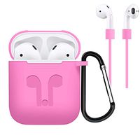 Ocamo Headphone Silicone Protective Case Cover for Airpod Earphone Accessories Pink Protective shell + anti-lost rope + hook