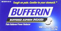 Bufferin Buffered Aspirin (NSAID) Coated Tablets Pain Reliever/Fever Reducer 130 ea (Pack of 2)