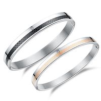 SunnyHouse Jewelry His or Hers Matching Set Couple Titanium Bangle Bracelet Formula Love Magnetic Simple Korean Style Anti-Fatigue in a Gift Box (His (Black))