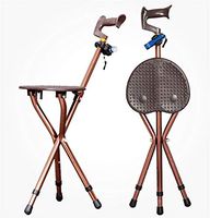 ZWH-Walking Cane Adjustable Height Seat Drive Medical Folding Crutches Stools Whe Old Man Walking Stick Stool Walker Folding The Tripod Can Sit LED Stainless Steel Crutches Stools 73-82CM