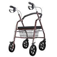Lightweight Folding Rollator Walker,with Adjustable Handle Height,Cushioned Flip Up Seat and Convenient Storage Basket