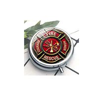 Compact 3 Compartment Medicine Case, Pill Box for Pocket or Purse Pill Box Decorative Pill Case with Gift Box Fire Department Pendant The Pill Box/Pill case