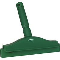 Vikan 77112 Rubber Polypropylene Frame Bench Double Blade Squeegee, 10", Green