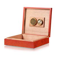Cigar Humidor Case with Hygrometer and Humidifier - Solid Cedar Wood Cigar Humidor Hold 20 Cigars