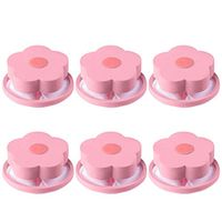 Wash Filter Bag, Flower-Type Washing Machine Floating Lint Mesh Bag Fur Catcher Filtering Hair Net Pouch Filter Washer Removal Device Wool Cleaning Supplies [6Pcs ] (Pink)