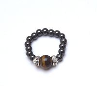 Tiger Eye & Black Magnetrim Stretch Ring (Small)