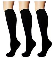 Squeezy Compression Energy Socks (3 Pairs) Stocking for Women and Men, Flight, Travel (Black, XXL)