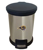 The Furniture Cove New 1.3 Gallon Round Stainless Steel Step Trash Can Waste Basket Featuring Your Choice of a Football Team Logo (Rams)