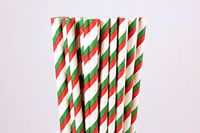 Red and Green Christmas Striped Paper Straws (25)