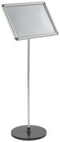 Displays2go Floor Sign Stand, 11 x 17 Inches Snap Open Frame, Landscape, Non-Glare Lens, Silver Aluminum (RP1711SV)