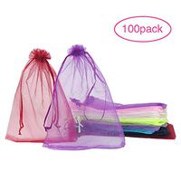 100 Pack 6x10 Inches Organza GIF Bags 10 Mixed Solid Colors for Toys Candy Chocolate Party Christmas Wedding Favor Gift