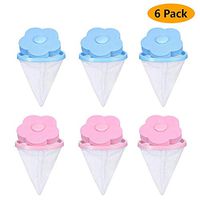 Anasu Flower-Type Reusable Washing Machine Floating Lint Mesh Bag Washer Lint Catcher, Hair Filter Net Pouch, Washer Household Tool 2/4/6 Pieces (6Pcs Blue+Pink)