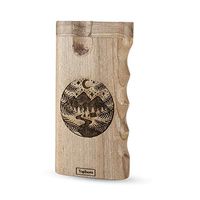 Raw Natural Wood Stash Box with Camping Vibes Engraved Design. Comes with Metal Rod, Swivel Top, Spring Load 4-inches