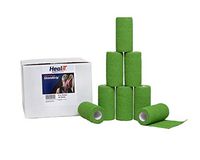 HealiT ShieldGrip™ Cohesive Bandage 4inch-Wide Self Adherent Sports Athletic Wrap Medical Tape, Elastic Flexible First Aid Gauze Ideal for Stretch Wrist, Ankle Sprain, Swelling - Green - 24 Pack/Case