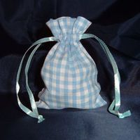 Bridescove 3x4 Cotton Gingham Wedding Favor Gift Bags/Pouches - Light Blue (10 Bags)