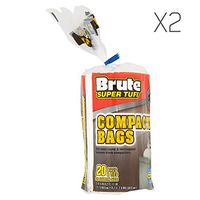 (2 Pack) Brute Super Tuff Heavy Duty 20 Gallon Size Compactor/kitchen Bags - White