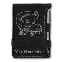 Mini Notepad, Catfish, Personalized Engraving Included (Black with Silver)