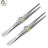 G.S 2 PCS Thumb LAB Tweezers Dressing Dissection Forceps 5" + 6" Serrated Economy Grade