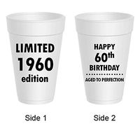 Mandeville Party Company, 10 count Styrofoam Cups, Happy 60th Birthday - Limited 1960 Edition, Aged to Perfection