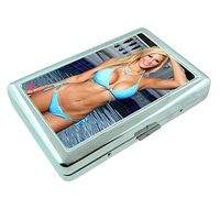 Polish Pin Up Girls Poland S6 Silver Cigarette Case Metal Wallet Id Holder King & 100's 4" X 2.75" RFID Protection