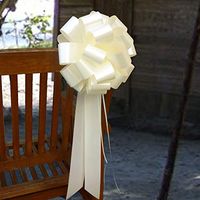 Big Decorative Ivory Ribbon Pull Bows with Long Tails - 9" Wide, Set of 6, Wedding Decoration, Pew Bows, Reception, Anniversary, Dance, Christmas, Fundraiser, Classroom, Office