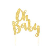 Illume Partyware Gold Glitter Oh Baby Cake Topper,, Height 4 Inches x Width 5 Inches for Baby Shower and Baby Parties