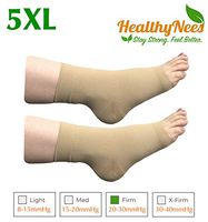 HealthyNees Extra Wide Ankle Big Feet 20-30 mmHg Compression Swelling Foot Pain Circulation Plus Size Sock Open Toe Sleeve (Beige, Extra Wide Ankle 5XL)
