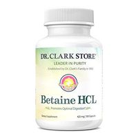 Dr. Clark Betaine HCL Supplement 425mg | Hydrochloric Acid Formula Promotes Protein & Fat Optimal Digestion | Supports Optimal Stomach Acidity | 100 Capsules