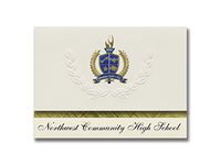 Signature Announcements Northwest Community High School (Indianapolis, IN) Graduation Announcements, Presidential Basic Pack 25 with Gold & Blue Metallic Foil seal