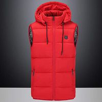 Tomorrow Sun Shine Electric Heating Warm Vest Gilet Unisex USB Charging 3 Heating Levels Rechargable Waterproof Washable Infrared Heated Cotton Waistcoat for Winter Skiing, Cycling, Hiking,Red,M
