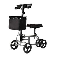 Knee Walking Aids 4 Wheels Foldable, Rollator Walker with Double Brake System, Drive Medical Rolling Walker Height Adjustable Used Indoor and Outdoor,Gray
