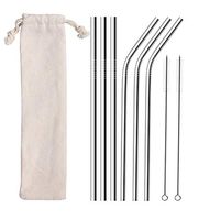 Dali Stainless Steel Metal Straws Set of 8 Reusable Straws Ultra Long 8.5" Metal Reusable Drinking Straws For 20 30oz Tumblers Cups Mugs Cold Beverage (3 Straight + 3 Bent + 2 Brushes + 1 Pouch)