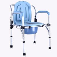 Commode Chair Hmhope Folding Waterproof Anti-Skid Handrail Aluminum Alloy Adjustable Height Elderly Pregnant Women 45.5X54.5X(81-81) cm