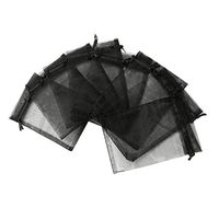 Hengu Black Organza Bags, 5"x7" Drawstring Jewelry Travel Pouches Wedding Party Christmas Favor Organza Gift Bags Tulle Bags, Pack of 100