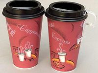 Bistro Design paper Coffee Cups 16 Oz. With lid - 100 sets- plus 5 plastic clip on cup handles… (16 Oz)