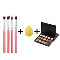 Etuoji 4 pcs Makeup Brushes 15 color Concealer Puff Combination