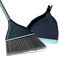 Guay Clean Angled Broom and Dustpan Set with Adjustable Handle - Easy Sweeping for Home Kitchen Office Floor - Collects Dust Dirt Debris - Built-in Broom Comb - Blue