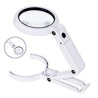 HunterBee LED Lighted Handheld Magnifier/Folding HD Optical Illuminated Glass/5x 10x Lens/Reading for The Elderly, Antique Jewelry Stamp Appreciation, Handmade.etc