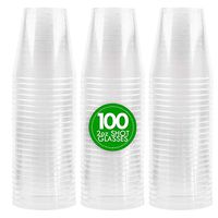 Plasticpro 2 oz Shot Glasses Crystal Clear Disposable Hard Plastic Shot Cups - Tumblers, Great for Whiskey, Jello, Shots, Tasting, Sauce, Dips, Samples Pack of 100