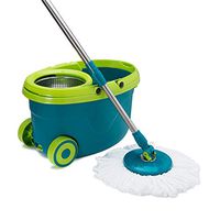 Mop and Buckets Sets Rotary Mop Bucket System Microfiber Stainless Steel Drain Basket, 2 Microfiber Head Refills For Home Floor Cleaning for Floor Cleaning (Color : Blue)