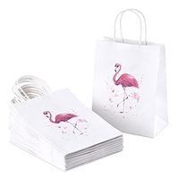 BagDream 25Pcs Paper Gift Bags with Handles Flamingo Heavy Duty Paper Bags, Shopping Bags, Party Bags, Retail Bags, Merchandise Bags, Wedding Bags, Craft Bags, 8x4.25x10 Inches Medium Kraft Bags