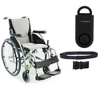 Karman S-Ergo 115 Ultra Lightweight Ergonomic Wheelchair | Seat Size 18" X 17" | Swing Away Footrest | Quick Rrelease Wheels in Silver & Free 130 dB Black Safety Alarm! + Black Belt!