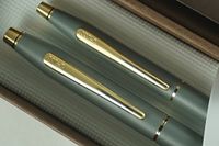 Cross Made in The USA Century Classic Satin Matte Gray with 23k Gold Appointment Selectip Rollerball Pen and 0.5MM Pencil Set. Very Rare Made in Lincoln Rhode Island, USA