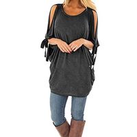 Amlaiworld Women Plus Size Blouse Casual T Shirt Solid Bare Arms Short Sleeve Tops Loose Lightweight Tunic Shirt Black