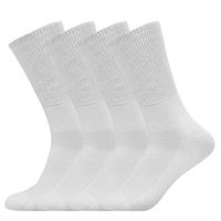 Busy Socks Diabetic Socks Womens, Maternity Cushion Super Stretch Socks for Edema 4 Pairs White