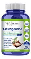 Organic Ashwagandha Root Powder Supplement by Dr. Hans, PhD, Max Strength, Anxiety & Stress Relief, Adrenal Fatigue, Immune, Energy, Mood & Thyroid Support, 1300mg Veg Capsules w/Black Pepper Extract