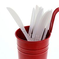 AmerCare Medium-Heavy Weight Polystyrene Knives, White, Case of 1000