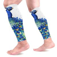 THONFIRE Calf Leg Compression Sleeve for Men Watercolor Peacock Cycling Pain Relief Tube Sleeves Arm Cooling Cover UV Protection